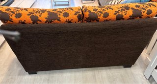 2 Sofás Cama Tela Marrón/Naranja