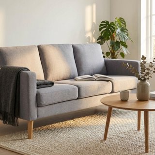 Divano 3 Posti in Tessuto Sfoderabile Scandinavo