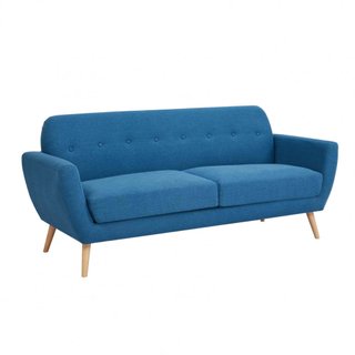 Divano 3 Posti Scandinavo Tessuto Blu 193x79x86cm