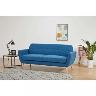 Divano 3 Posti Scandinavo Tessuto Blu 193x79x86cm