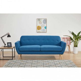 Divano 3 Posti Scandinavo Tessuto Blu 193x79x86cm