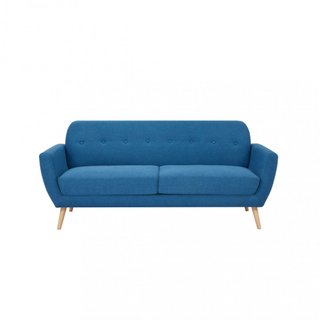 Divano 3 Posti Scandinavo Tessuto Blu 193x79x86cm