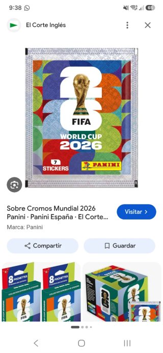 Sobre de Cromos Panini Mundial 2026
