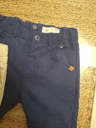 Pantalones vestir niño azul y beige