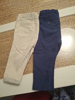 Pantalones vestir niño azul y beige
