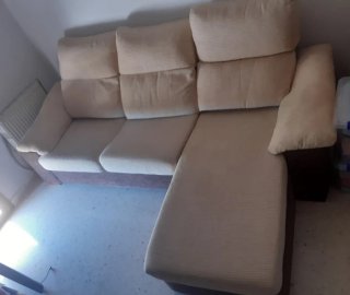 Sofá modular tela beige y marrón