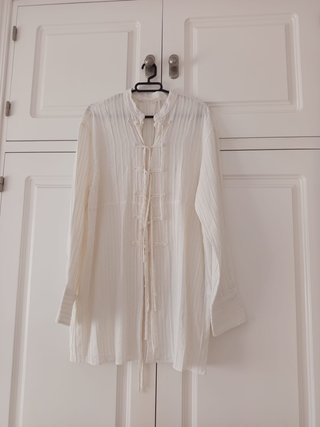 Camisa larga Zara blanca