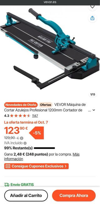 Cortador de Azulejos VEVOR 1200mm