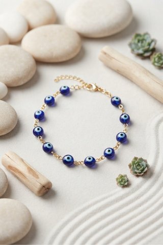 Pulsera de Acero con Ojos Turcos