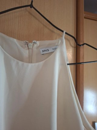 Mono largo MNG XS blanco crudo elegante