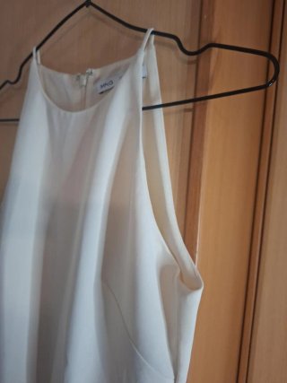 Mono largo MNG XS blanco crudo elegante