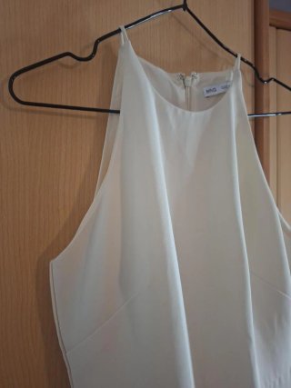 Mono largo MNG XS blanco crudo elegante