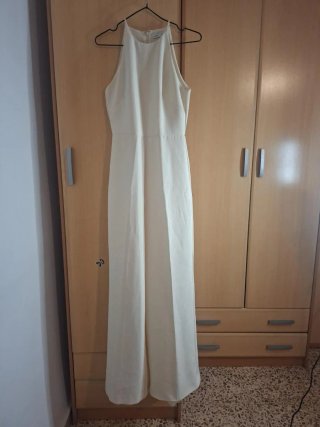 Mono largo MNG XS blanco crudo elegante