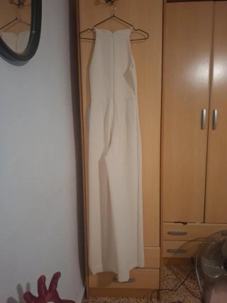 Mono largo MNG XS blanco crudo elegante