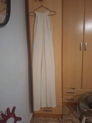 Mono largo MNG XS blanco crudo elegante