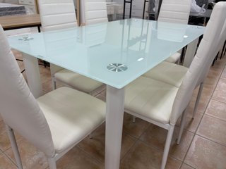 Mesa Comedor Cristal 6 Sillas Blancas