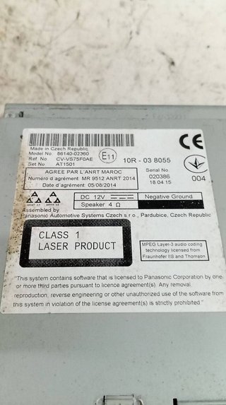 Toyota 10r038055 sistema audio / radio auris 57508