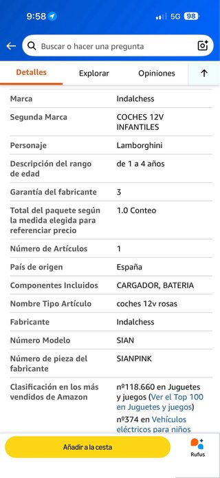 Coche eléctrico infantil rosa