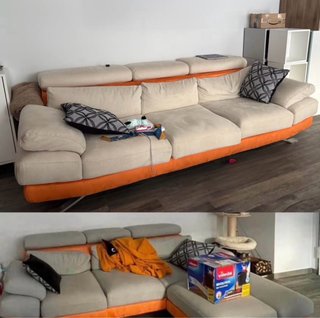 Divano 4 posti beige/arancione