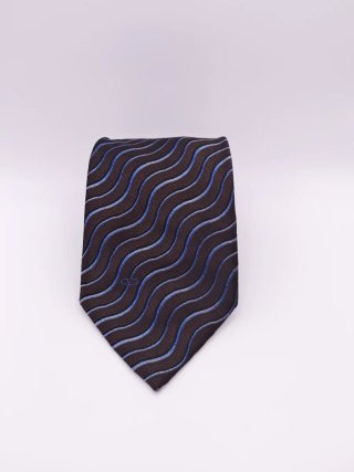 Corbata Valentino Seda Vintage Marrón y Azul