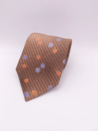 Corbata Lanvin Seda Vintage Marrón Floral