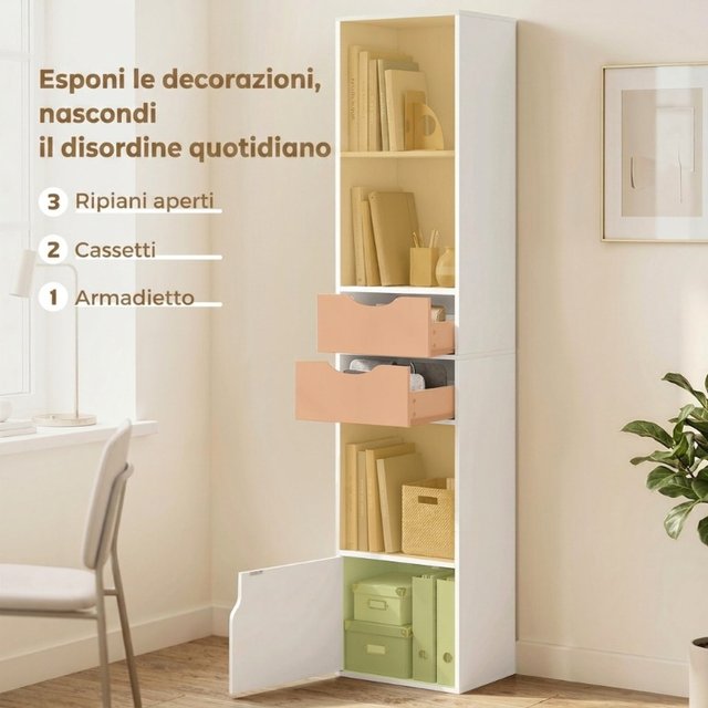 Librería estantería aglomerado 2 cajones 30x158 cm
