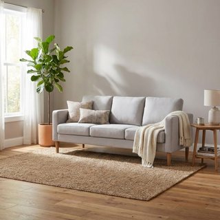 Divano Soggiorno 3 Posti Tessuto Beige 177x73x82cm