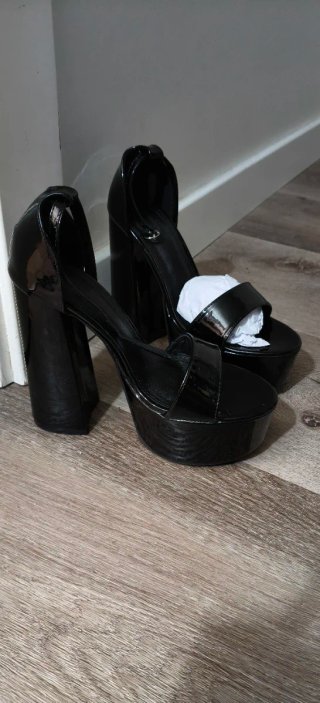 Zapatos altos de tacón, negros con plataforma T39