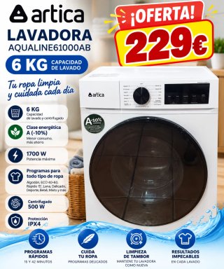 Lavadora Artica Aqualine61000AB 6KG