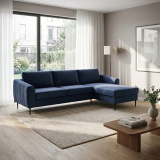 Divano 3 posti con Chaise Longue Tessuto Vellutato