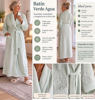 Bata Verde Agua Señora Tallas Altas