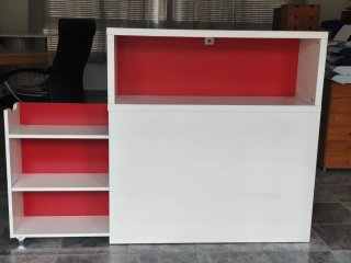 Cabecero Cama con Cajones Blanco y Rojo