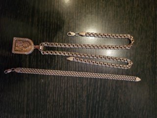 Conjunto de Cadena con Colgante y Pulsera 14k 585.
