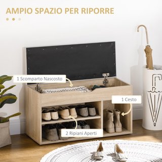Banco zapatero de MDF y polipiel con cojín 80x30cm