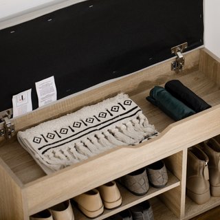 Banco zapatero de MDF y polipiel con cojín 80x30cm