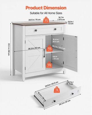 Credenza da Cucina con Cassetti in MDF e Ante