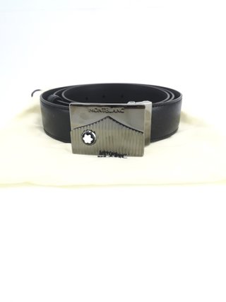 Cinturón Montblanc Piel Negra Hebilla Metálica