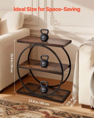 Tavolino Stretto a 3 Ripiani con Telaio Metallico