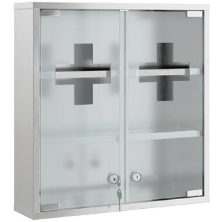 Botiquín armario de acero inox y vidrio, cerradura