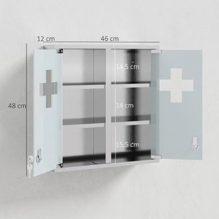 Botiquín armario de acero inox y vidrio, cerradura