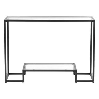 Consolle in Vetro a 2 Livelli Nero 107x35x76 cm