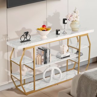 Tavolo Consolle in Marmo a 3 Livelli 180x35 cm