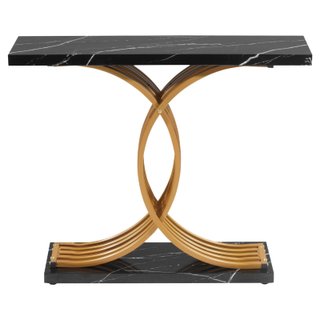 Consolle Ingresso Nera Dorata Moderna 100x30x81 cm