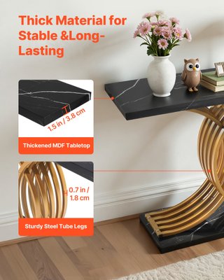Consolle Ingresso Nera Dorata Moderna 100x30x81 cm