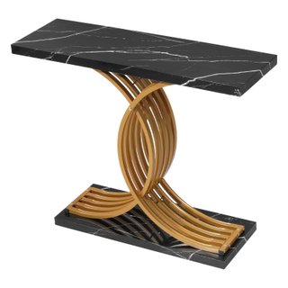 Consolle Ingresso Nera Dorata Moderna 100x30x81 cm