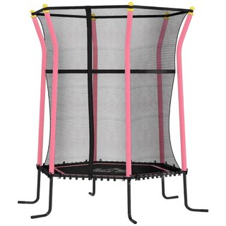 Cama elástica infantil de acero, red, 122 cm, rosa