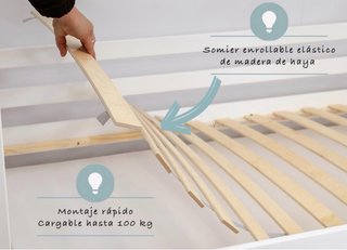 Cama infantil Montessori madera maciza con colchón