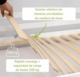 Cama infantil Montessori madera maciza con colchón