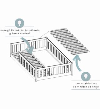 Cama infantil Montessori madera maciza con colchón