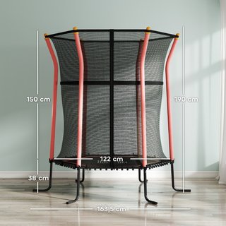 Cama elástica infantil de acero, red, 122 cm, rojo